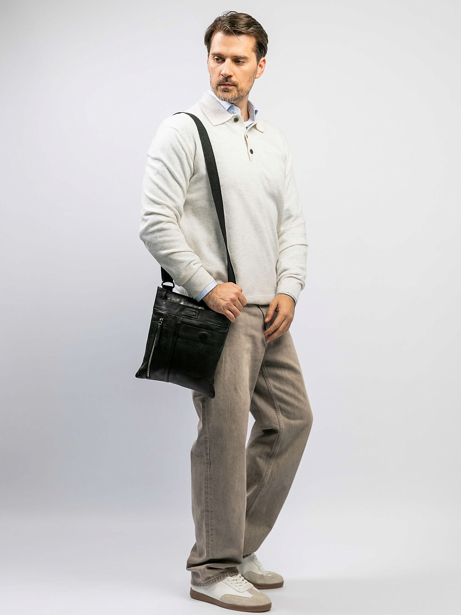 Сумка через плечо Dr.Koffer из натуральной кожи черная