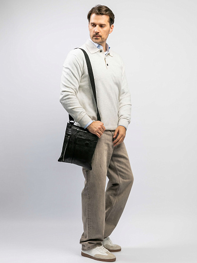 Сумка через плечо Dr.Koffer из натуральной кожи черная