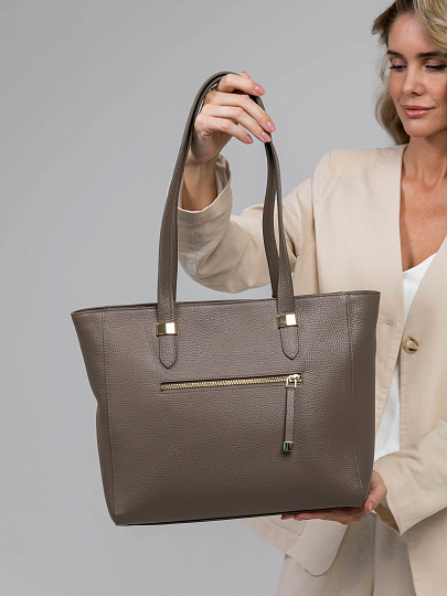 Женская сумка Dr.Koffer из натуральной кожи бежевая