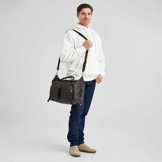 Сумка дорожная Dr.Koffer из натуральной кожи коричневая