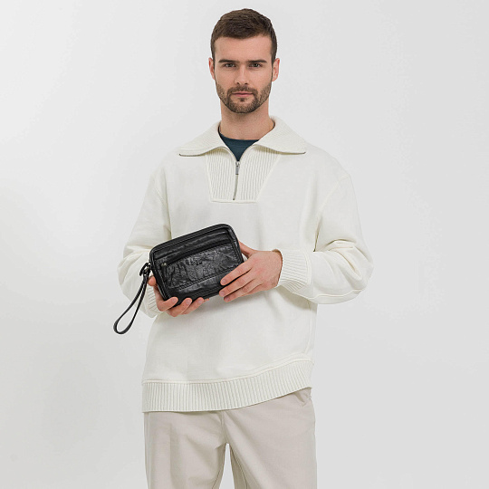 Сумка барсетка из натуральной кожи Dr. Koffer черная