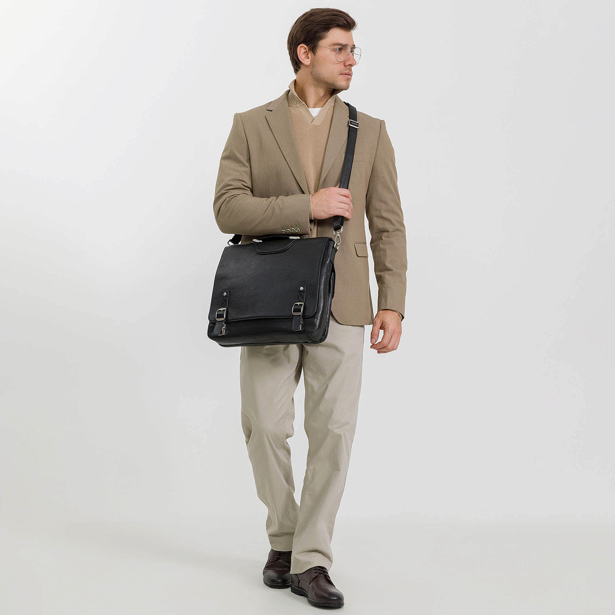 Портфель Dr.Koffer из натуральной кожи черный