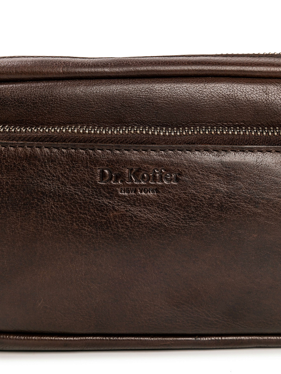 Сумка на пояс Dr. Koffer из натуральной кожи коричневая