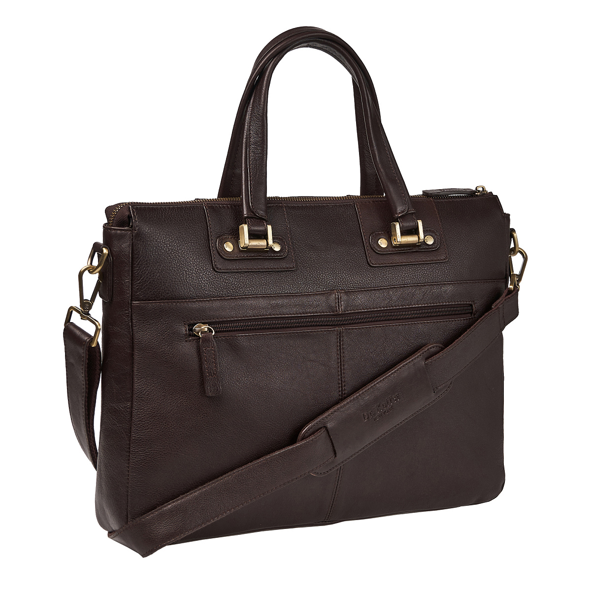 Деловая сумка Dr.Koffer из натуральной кожи темно-коричневая