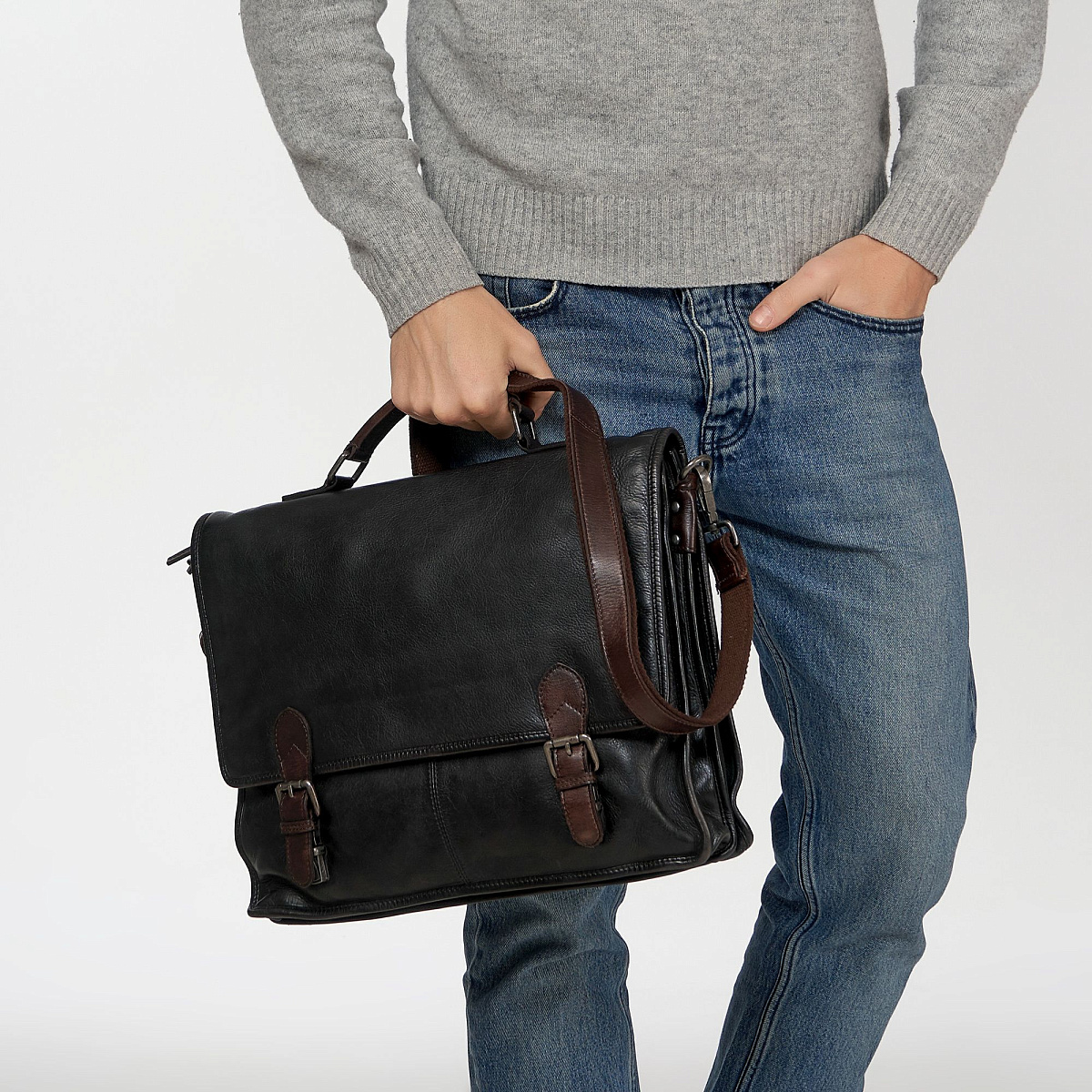 Портфель Dr.Koffer из натуральной кожи черный