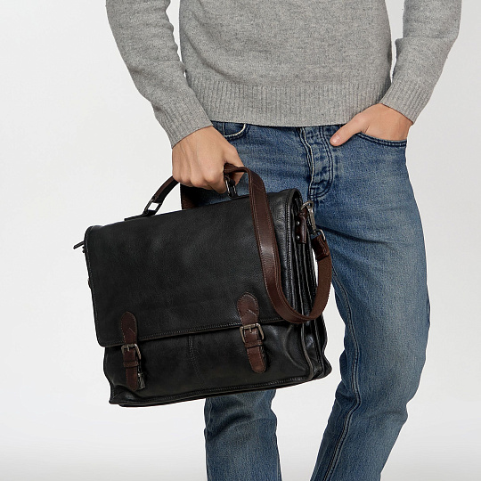 Портфель Dr.Koffer из натуральной кожи черный