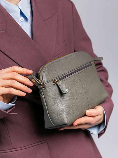 Женская сумка Dr. Koffer из натуральной кожи серая