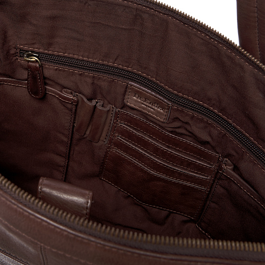 Деловая сумка Dr.Koffer из натуральной кожи темно-коричневая