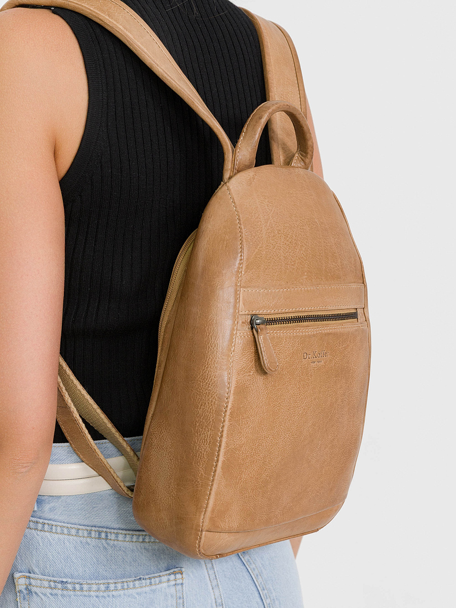 Рюкзак Dr.Koffer из натуральной кожи бежевый