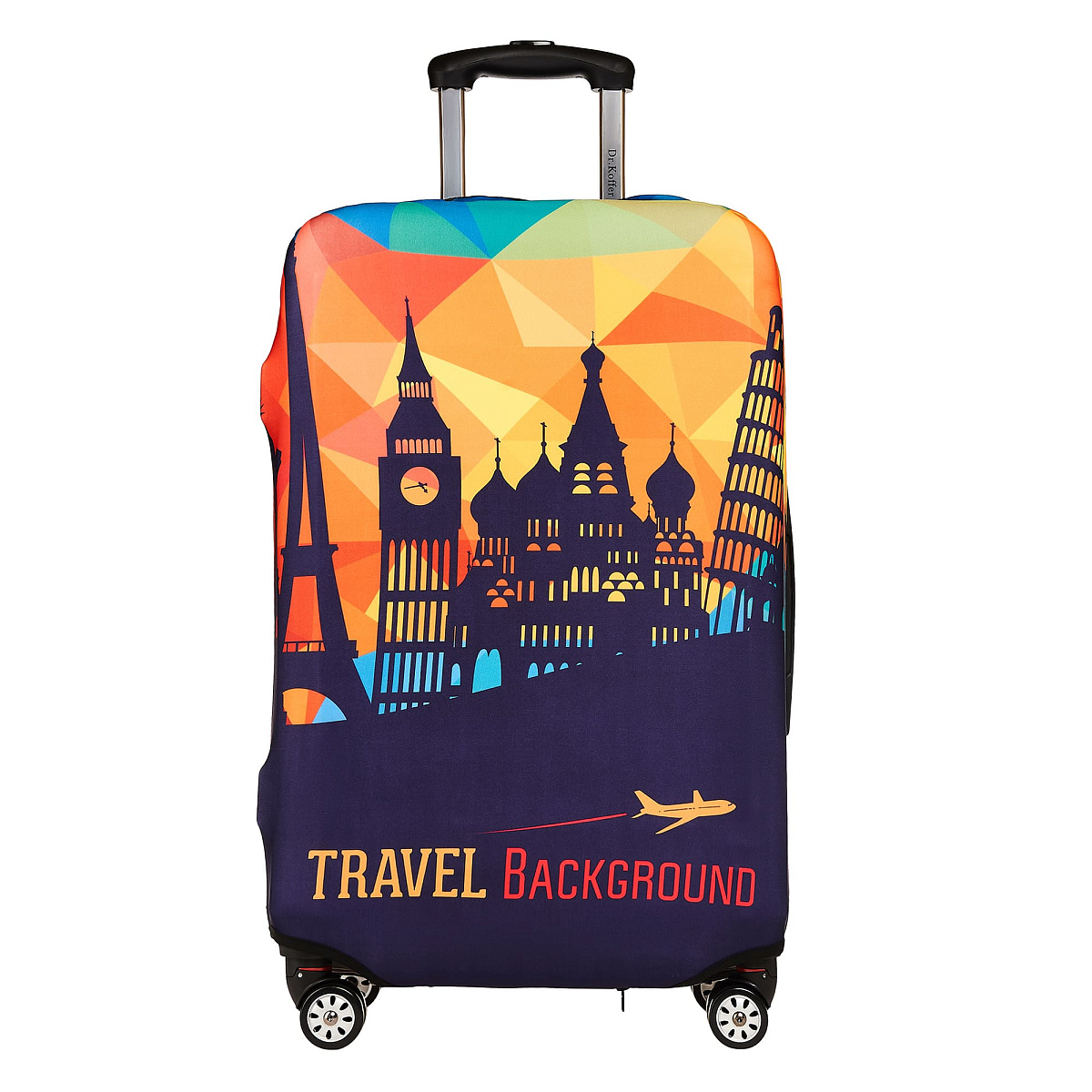 Чехол для чемодана M Dr.Koffer multi с рисунком"TRAVEL"