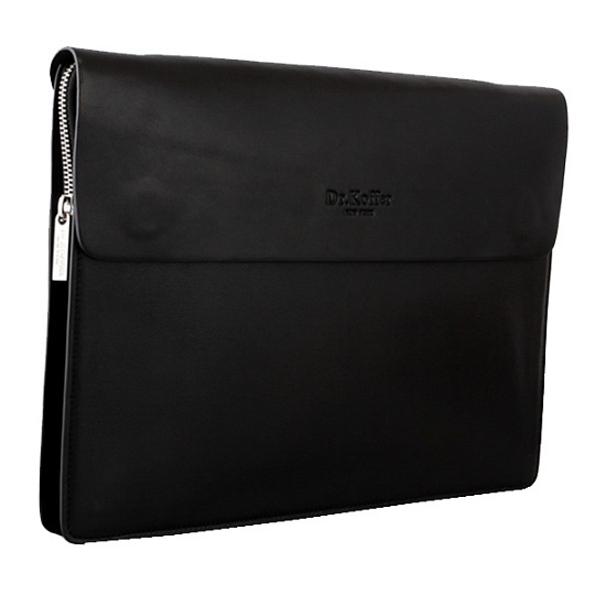 Папка для бумаг из черной кожи с обрезным краем на магнитах Dr.Koffer B402435-41-04
