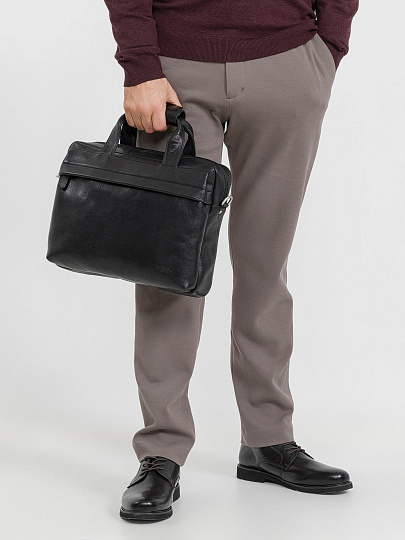 Деловая сумка Dr.Koffer из натуральной кожи черная