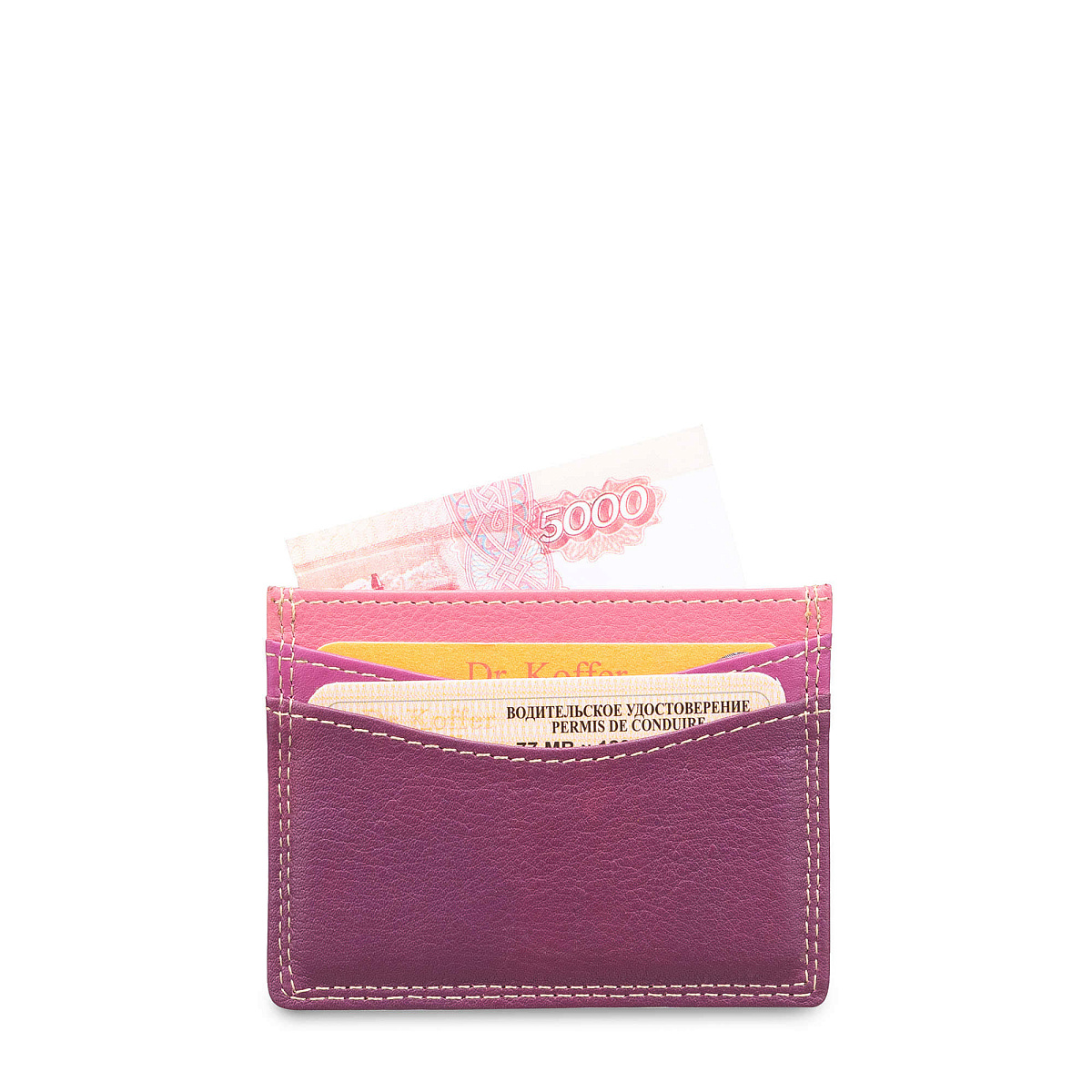 Кредитница Dr.Koffer из натуральной кожи фиолетовая
