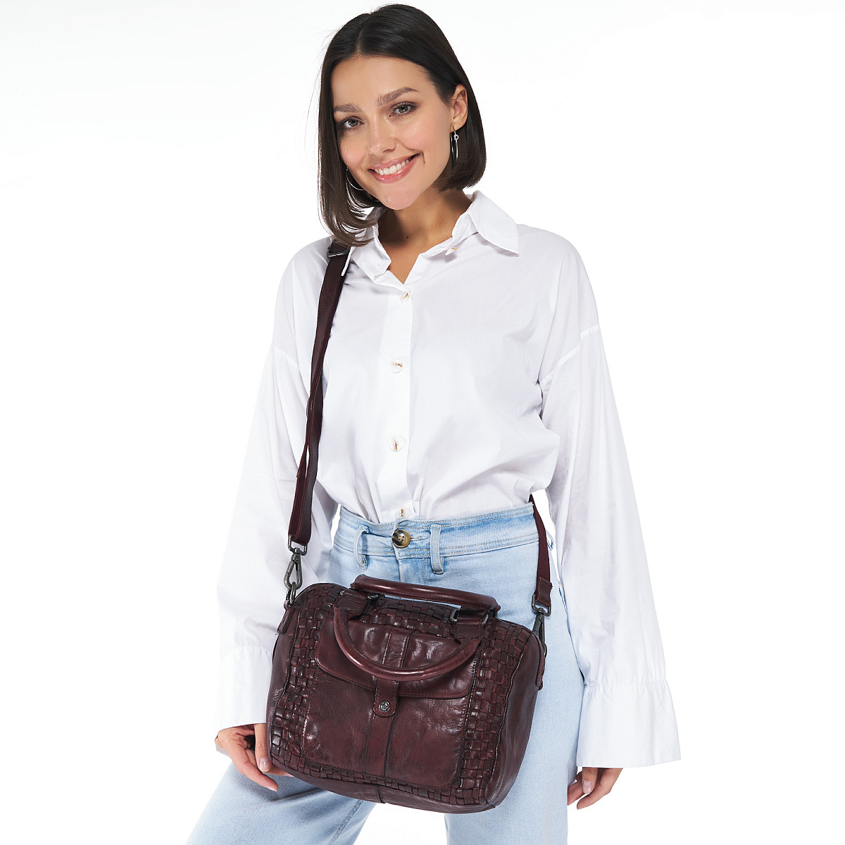 Сумка через плечо Dr.Koffer из натуральной кожи красная