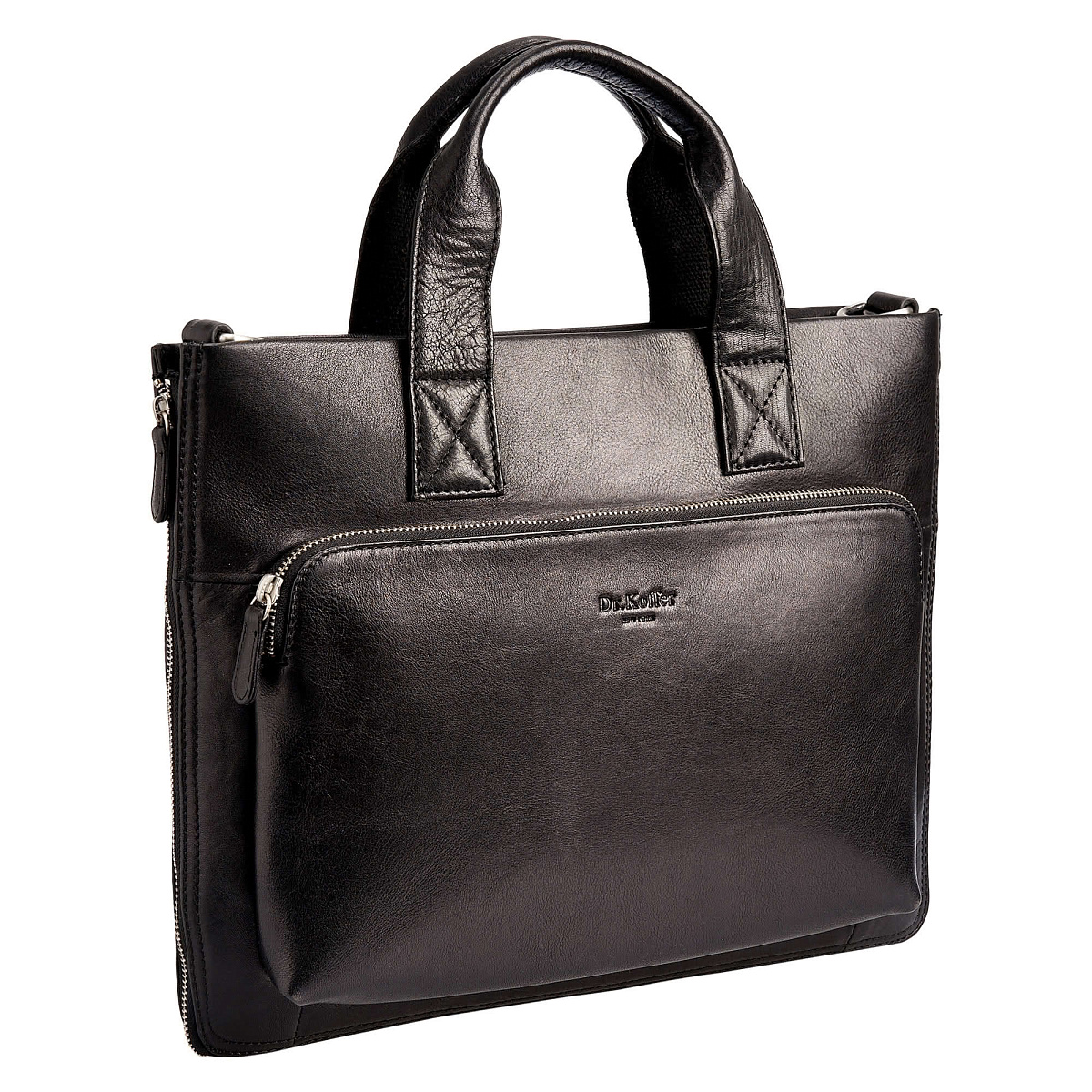 Деловая сумка Dr.Koffer из натуральной кожи черная