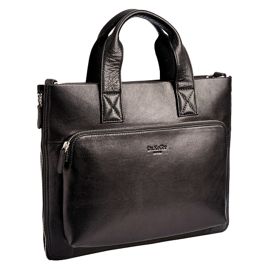 Деловая сумка Dr.Koffer из натуральной кожи черная
