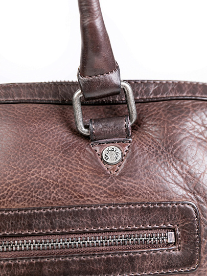 Деловая сумка Dr.Koffer из натуральной кожи темно-коричневая