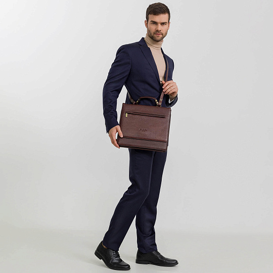 Деловая сумка Dr.Koffer из натуральной кожи темно-коричневая