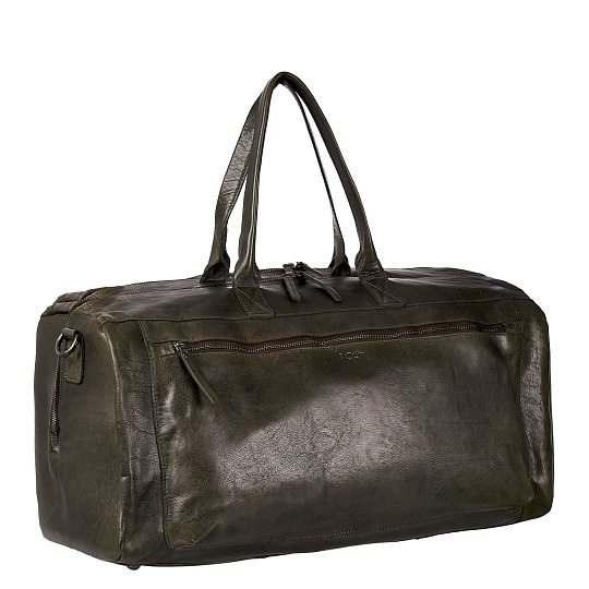 Зеленая мужская дорожная сумка из натуральной кожи Dr. Koffer