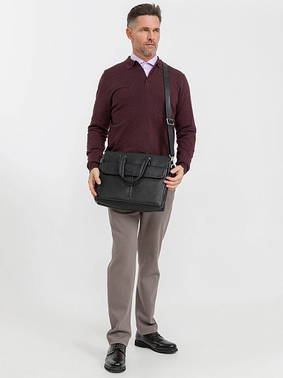 Деловая сумка Dr.Koffer из натуральной кожи черная