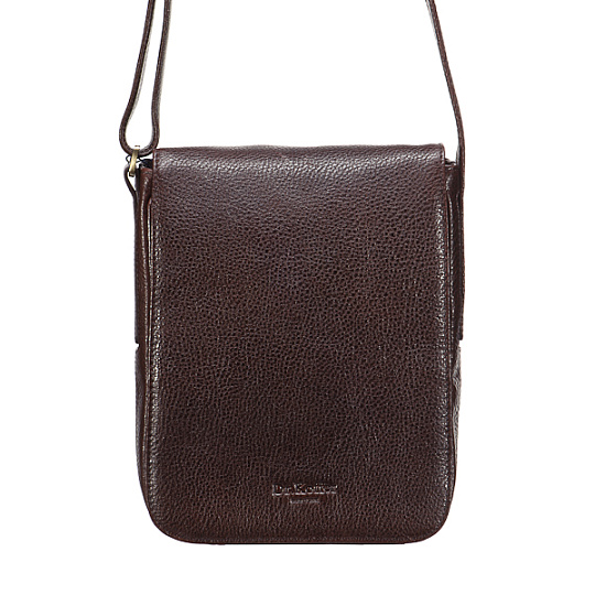 Прямоугольная темно-коричневая мужская сумка небольшого размера из жатой кожи Dr.Koffer M306221-02-09