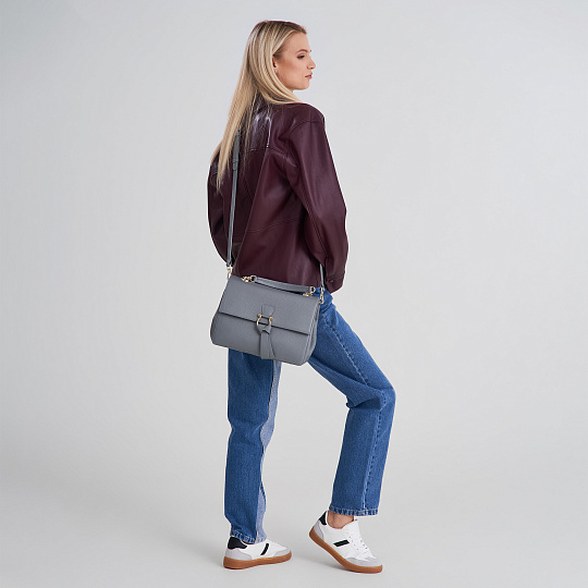 Женская сумка  Dr. Koffer из натуральной кожи серая