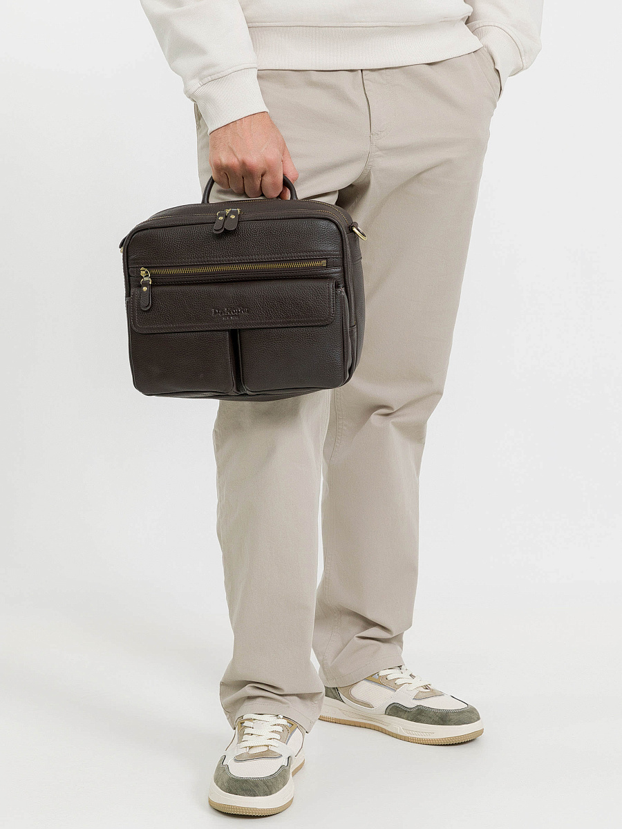 Деловая сумка Dr.Koffer из натуральной кожи темно-коричневая