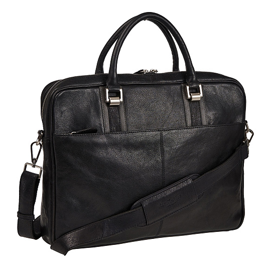 Деловая сумка Dr.Koffer из натуральной кожи черная