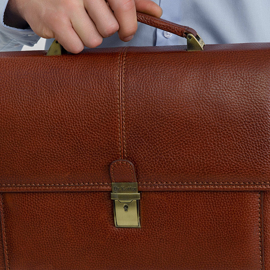 Портфель Dr.Koffer из натуральной кожи светло-коричневый