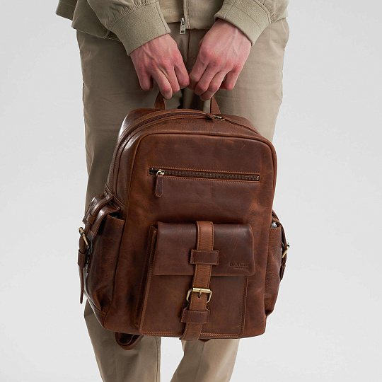 Рюкзак Dr.Koffer из натуральной кожи светло-коричневый