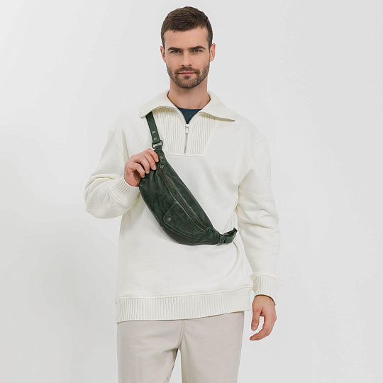 Сумка на пояс Dr. Koffer из натуральной кожи зеленая