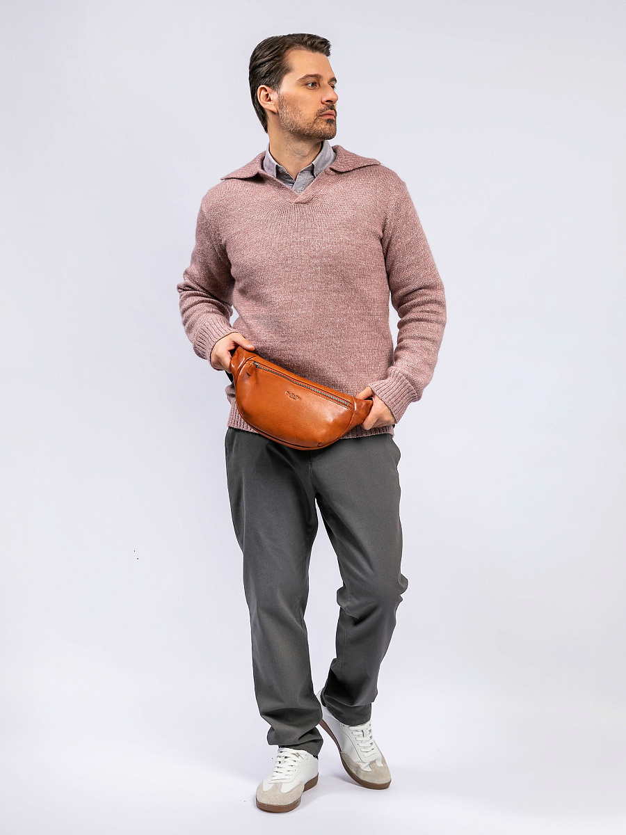 Сумка на пояс Dr. Koffer из натуральной кожи коричневая