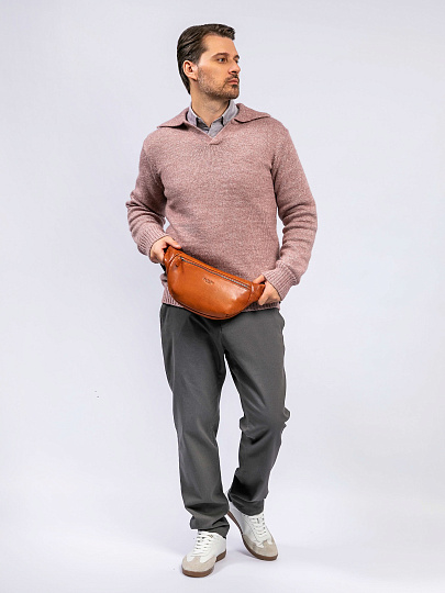 Сумка на пояс Dr. Koffer из натуральной кожи коричневая