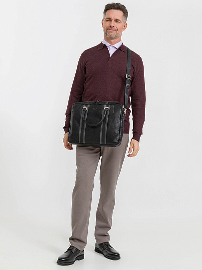 Деловая сумка Dr.Koffer из натуральной кожи черная