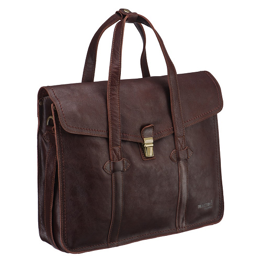 Деловая сумка Dr.Koffer из натуральной кожи темно-коричневая