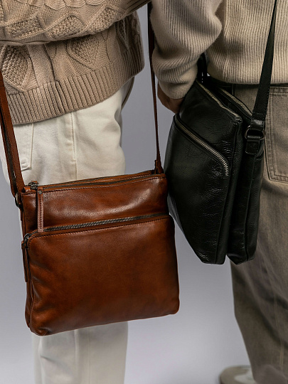 Сумка через плечо Dr.Koffer из натуральной кожи коричневая