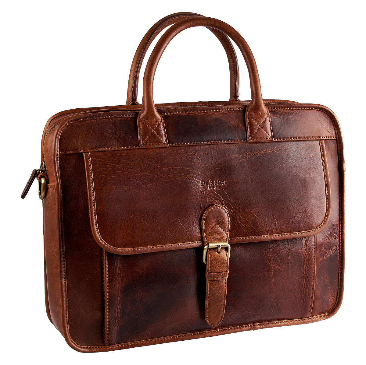 Деловая сумка Dr.Koffer из натуральной кожи коричневая
