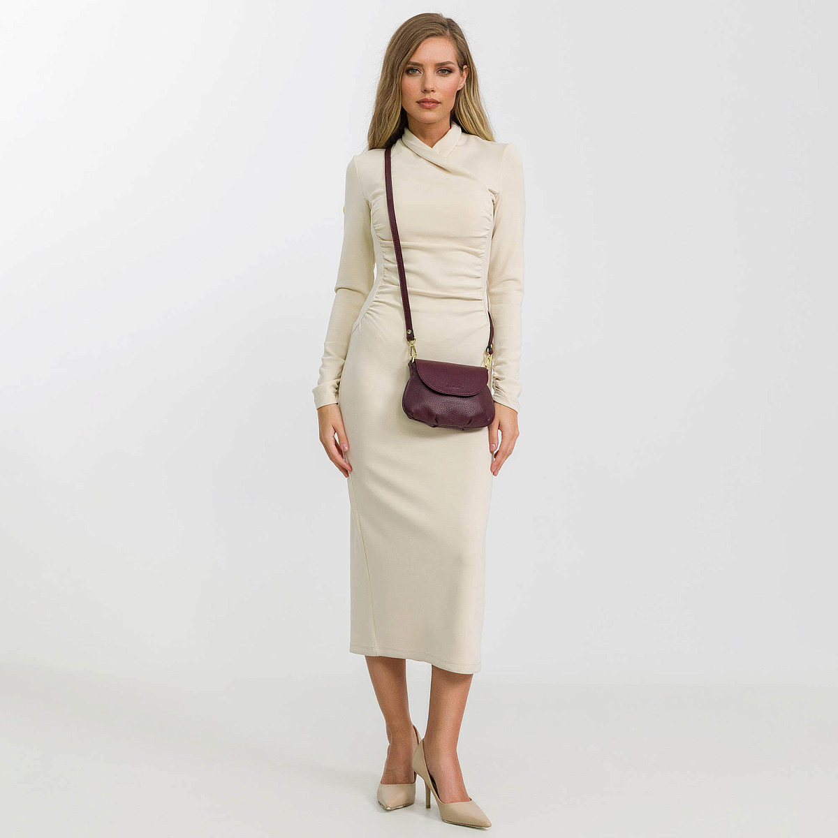 Женская сумка Dr. Koffer из натуральной кожи бордовая