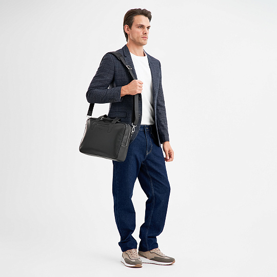 Деловая сумка Dr.Koffer из натуральной кожи черная