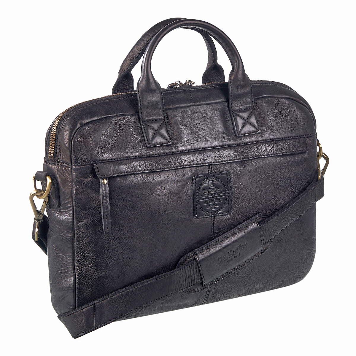 Деловая сумка Dr.Koffer из натуральной кожи черная