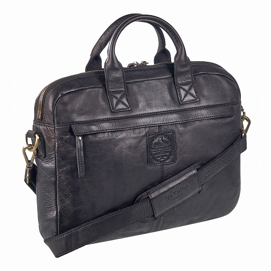 Деловая сумка Dr.Koffer из натуральной кожи черная