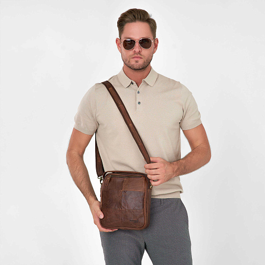 Сумка через плечо Dr.Koffer из натуральной кожи коричневая