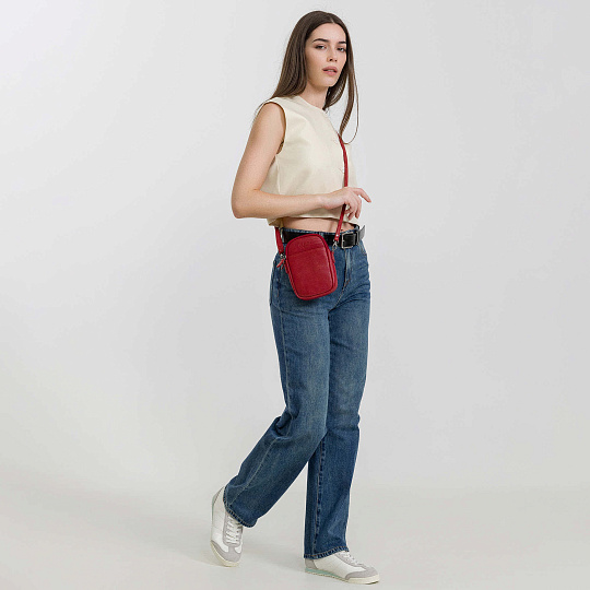 Сумка через плечо Dr.Koffer из натуральной кожи красная