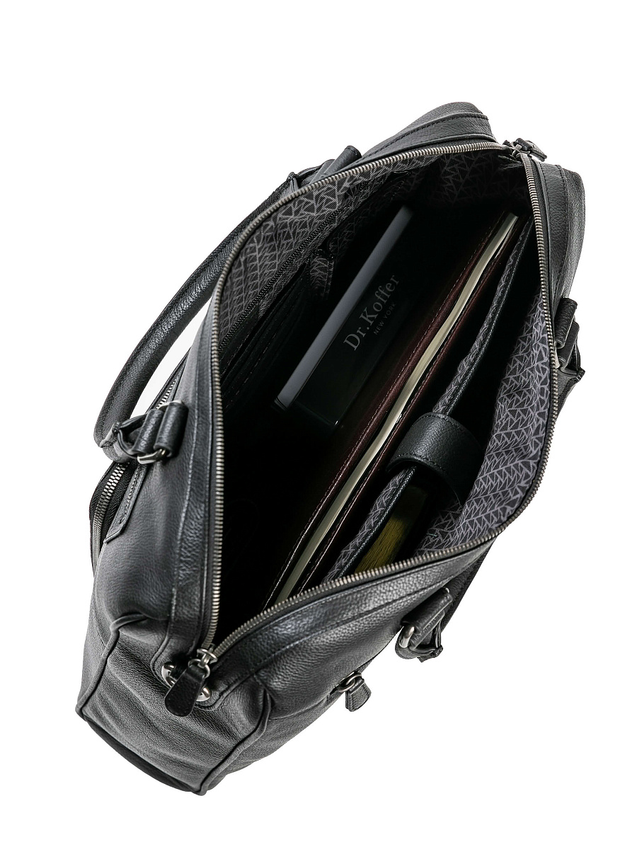 Деловая сумка Dr.Koffer из натуральной кожи черная
