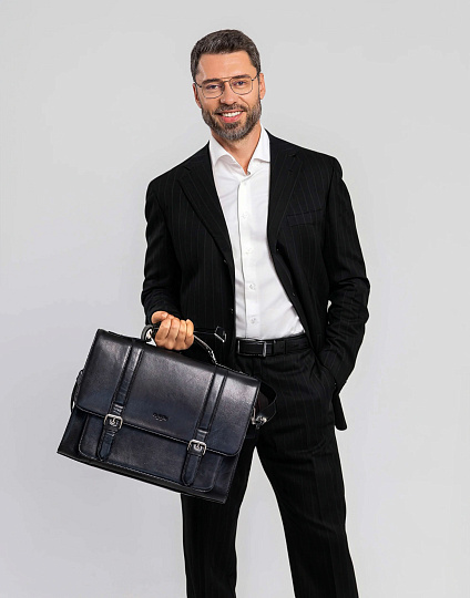 Портфель Dr.Koffer из натуральной кожи черный