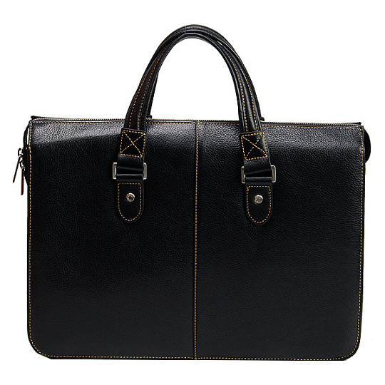 Деловая сумка Dr.Koffer из натуральной кожи черная