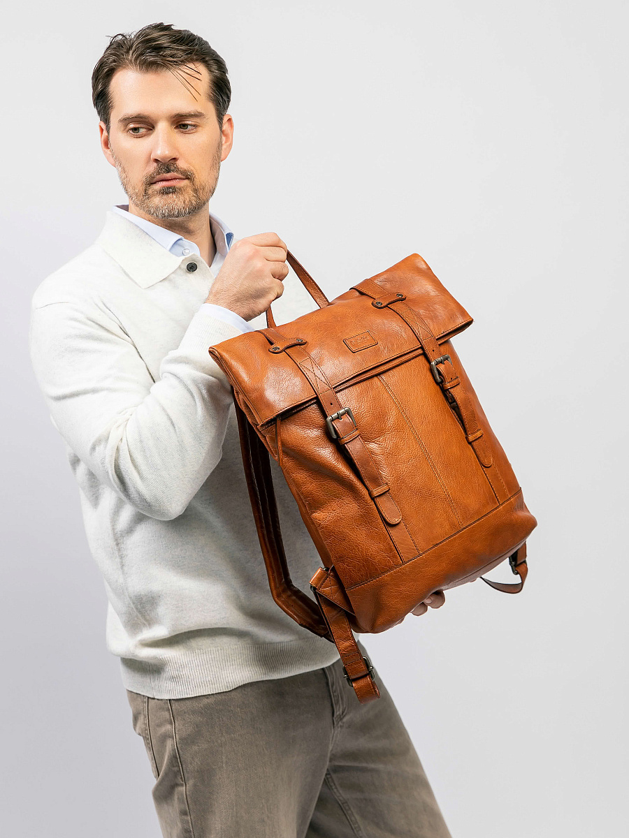 Рюкзак Dr.Koffer из натуральной кожи светло-коричневый