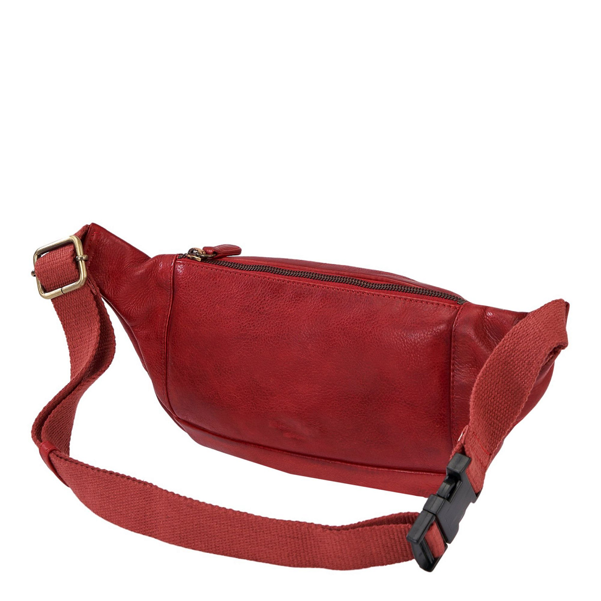 Сумка на пояс Dr. Koffer из натуральной кожи красная