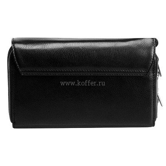 Сумка из черной кожи с двумя отделениями и клапаном на скрытых магнитах Dr.Koffer B402154-02-04