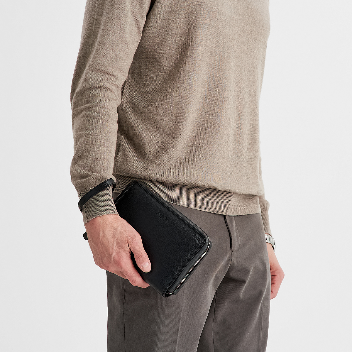 Сумка барсетка из натуральной кожи Dr. Koffer черная